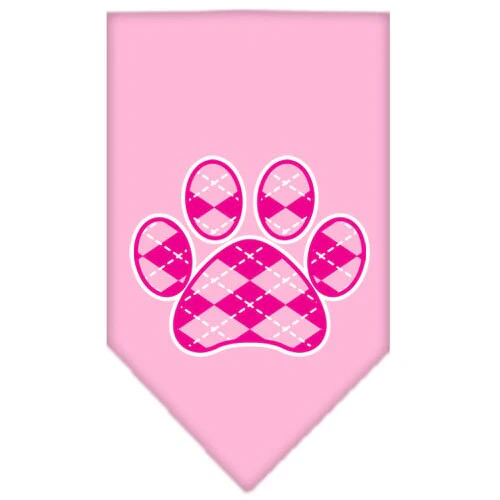 Pet and Dog Bandana Screen Printed,  "Pink Argyle Paw" - Image 4