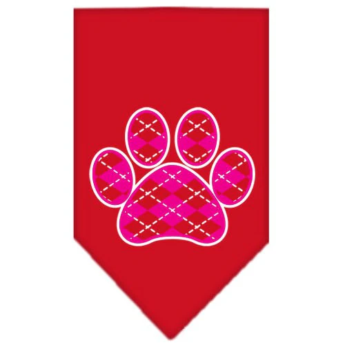 Pet and Dog Bandana Screen Printed,  "Pink Argyle Paw" - Image 6