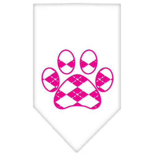 Pet and Dog Bandana Screen Printed,  "Pink Argyle Paw" - Image 7