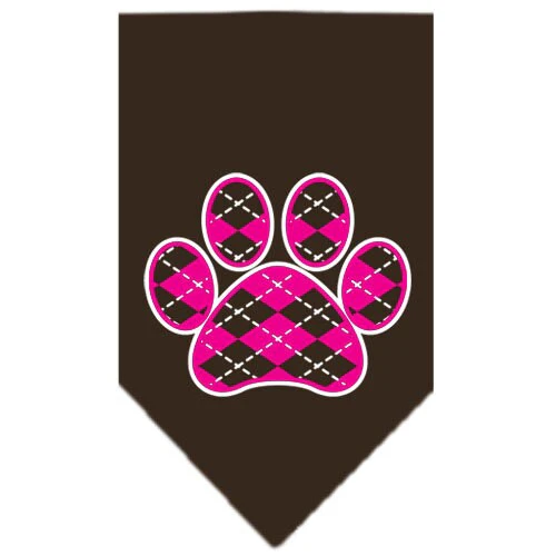 Pet and Dog Bandana Screen Printed,  "Pink Argyle Paw" - Image 8