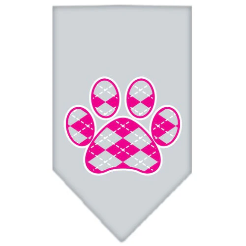 Pet and Dog Bandana Screen Printed,  "Pink Argyle Paw" - Image 9