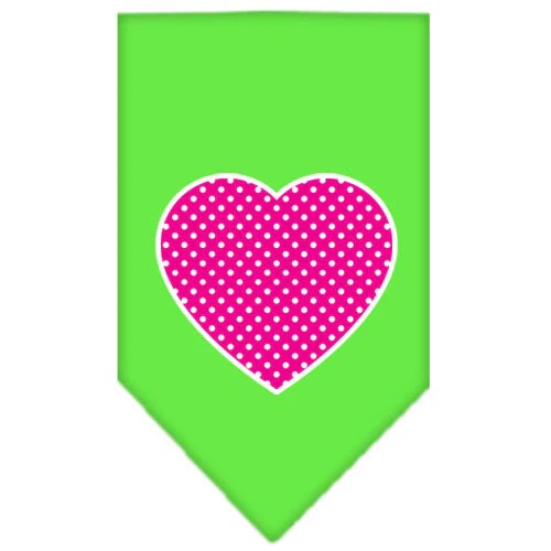 Pet and Dog Bandana Screen Printed, "Pink Swiss Dot Heart" - Image 10