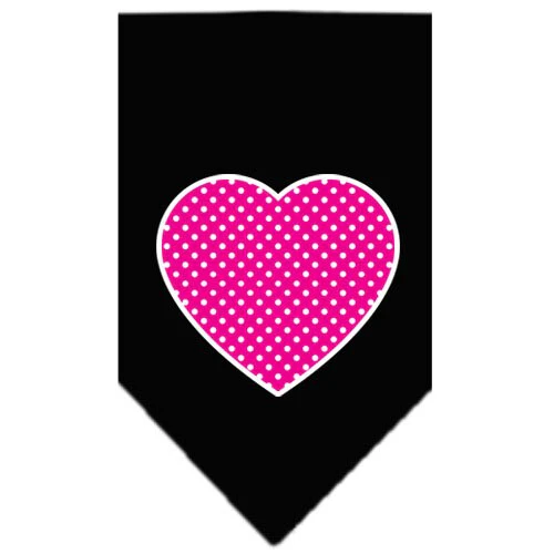 Pet and Dog Bandana Screen Printed, "Pink Swiss Dot Heart" - Image 2