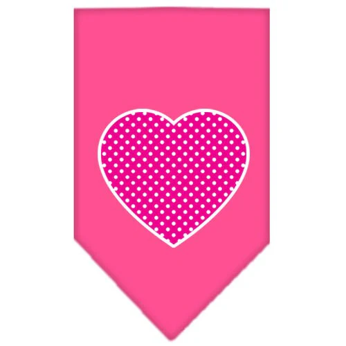Pet and Dog Bandana Screen Printed, "Pink Swiss Dot Heart" - Image 3