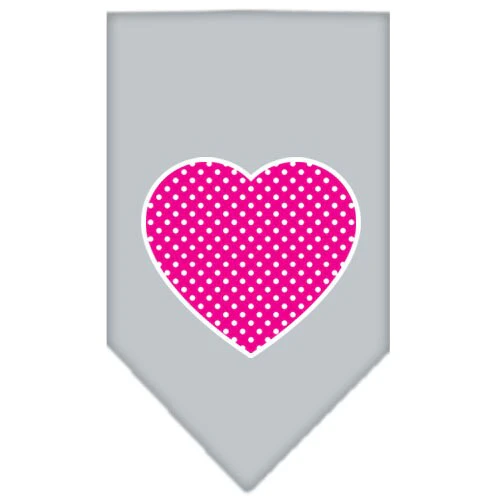 Pet and Dog Bandana Screen Printed, "Pink Swiss Dot Heart" - Image 4