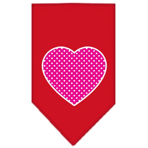 Pet and Dog Bandana Screen Printed, "Pink Swiss Dot Heart" - Image 6