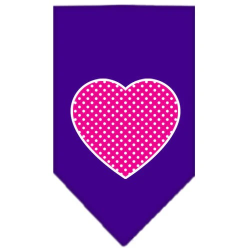 Pet and Dog Bandana Screen Printed, "Pink Swiss Dot Heart" - Image 8