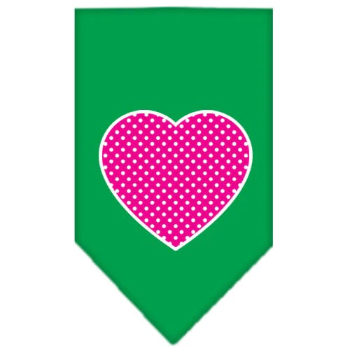 Pet and Dog Bandana Screen Printed, "Pink Swiss Dot Heart" - Image 9