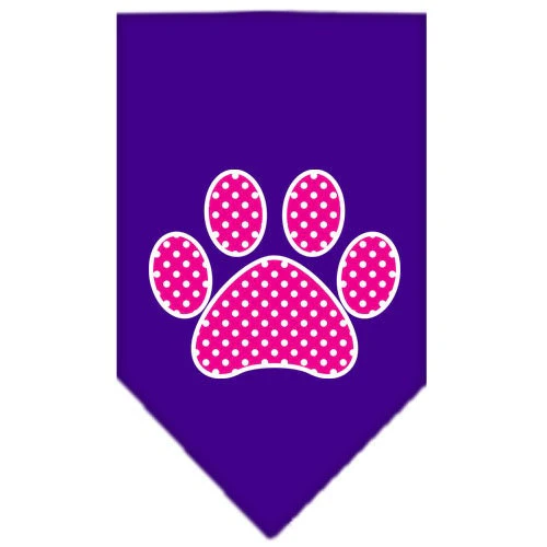Pet and Dog Bandana Screen Printed, "Pink Swiss Dot Paw" - Image 10