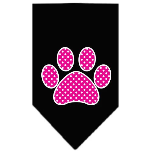 Pet and Dog Bandana Screen Printed, "Pink Swiss Dot Paw" - Image 2