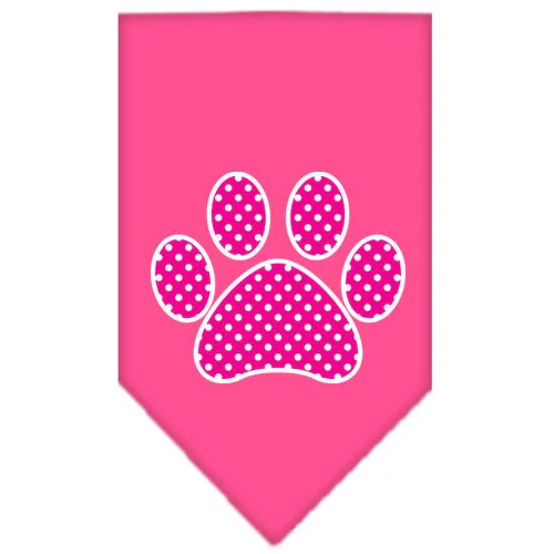 Pet and Dog Bandana Screen Printed, "Pink Swiss Dot Paw" - Image 3