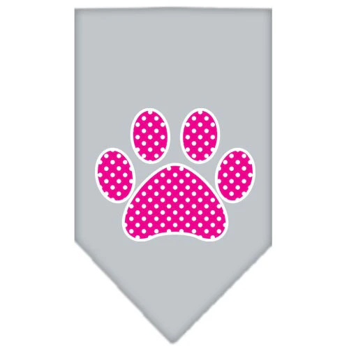 Pet and Dog Bandana Screen Printed, "Pink Swiss Dot Paw" - Image 4