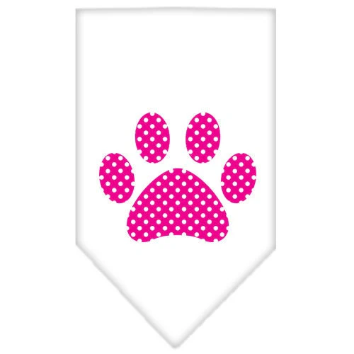 Pet and Dog Bandana Screen Printed, "Pink Swiss Dot Paw" - Image 5