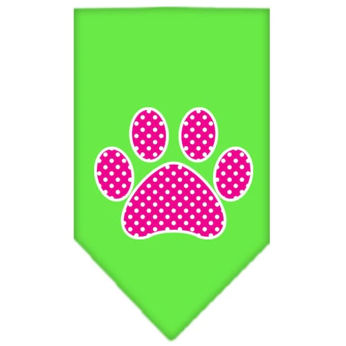Pet and Dog Bandana Screen Printed, "Pink Swiss Dot Paw" - Image 6