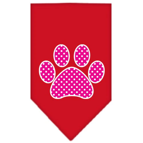 Pet and Dog Bandana Screen Printed, "Pink Swiss Dot Paw" - Image 7