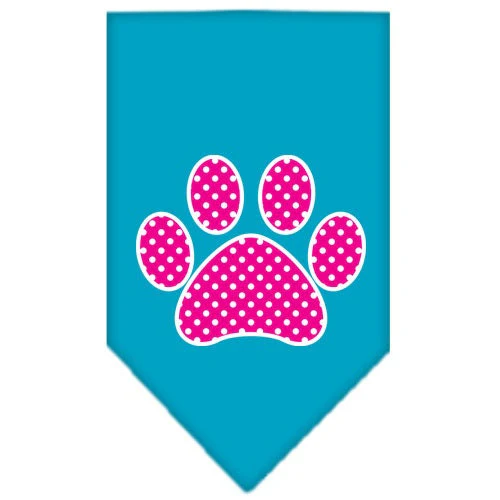 Pet and Dog Bandana Screen Printed, "Pink Swiss Dot Paw" - Image 8
