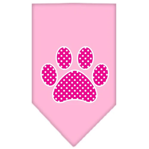 Pet and Dog Bandana Screen Printed, "Pink Swiss Dot Paw" - Image 9