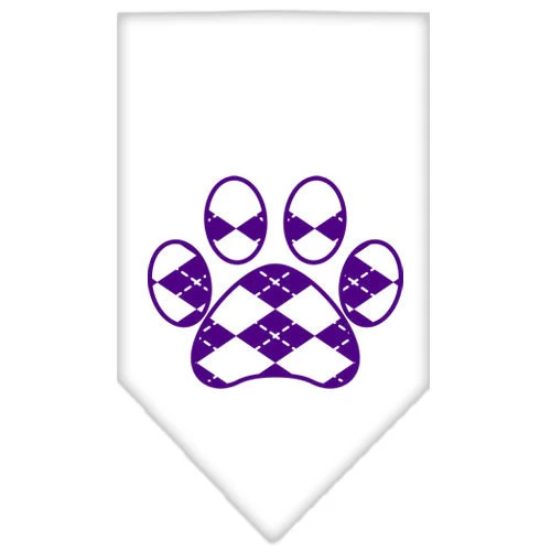 Pet and Dog Bandana Screen Printed, "Purple Argyle Paw" - Image 4