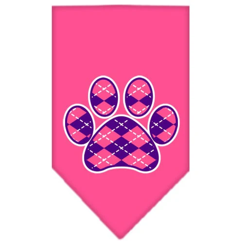 Pet and Dog Bandana Screen Printed, "Purple Argyle Paw" - Image 5