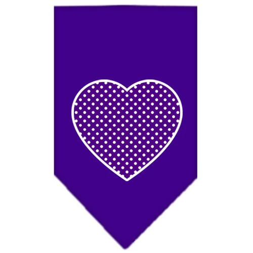 Pet and Dog Bandana Screen Printed, "Purple Swiss Dot Heart" - Image 2
