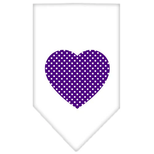 Pet and Dog Bandana Screen Printed, "Purple Swiss Dot Heart" - Image 3
