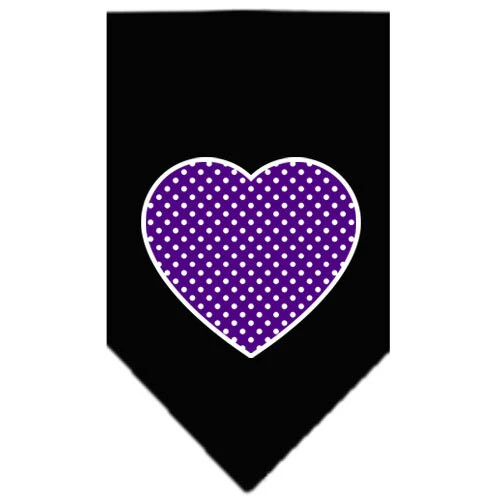 Pet and Dog Bandana Screen Printed, "Purple Swiss Dot Heart" - Image 4