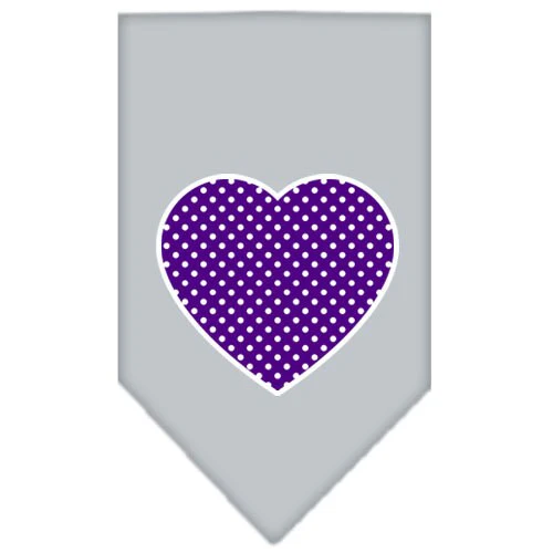 Pet and Dog Bandana Screen Printed, "Purple Swiss Dot Heart" - Image 5