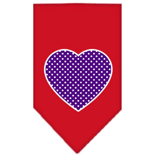 Pet and Dog Bandana Screen Printed, "Purple Swiss Dot Heart" - Image 6