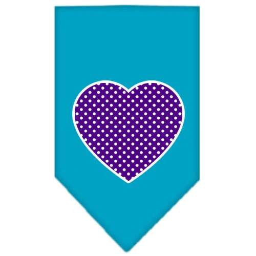 Pet and Dog Bandana Screen Printed, "Purple Swiss Dot Heart" - Image 7