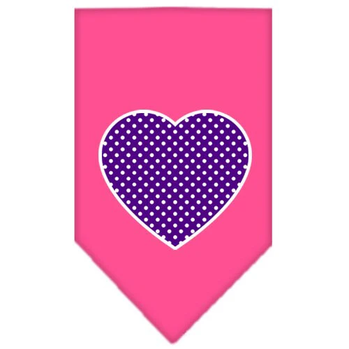 Pet and Dog Bandana Screen Printed, "Purple Swiss Dot Heart" - Image 8