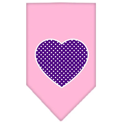 Pet and Dog Bandana Screen Printed, "Purple Swiss Dot Heart" - Image 9