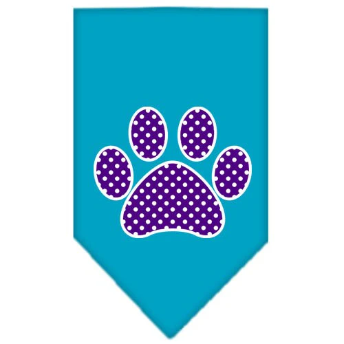 Pet and Dog Bandana Screen Printed, "Purple Swiss Dot Paw" - Image 10