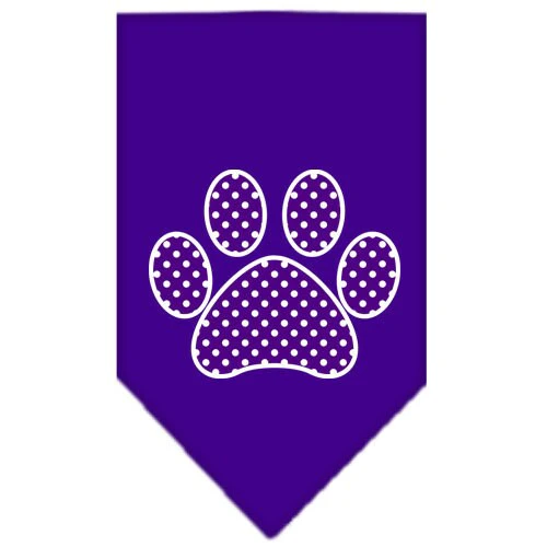Pet and Dog Bandana Screen Printed, "Purple Swiss Dot Paw" - Image 2