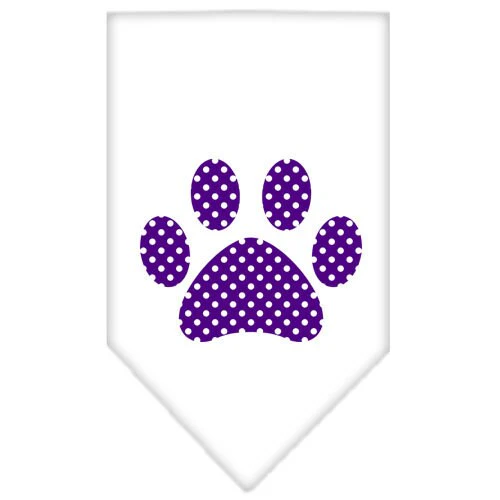 Pet and Dog Bandana Screen Printed, "Purple Swiss Dot Paw" - Image 3
