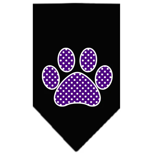 Pet and Dog Bandana Screen Printed, "Purple Swiss Dot Paw" - Image 4