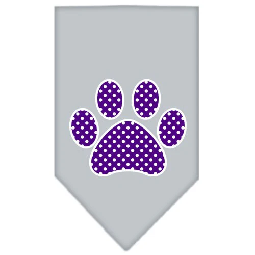 Pet and Dog Bandana Screen Printed, "Purple Swiss Dot Paw" - Image 5