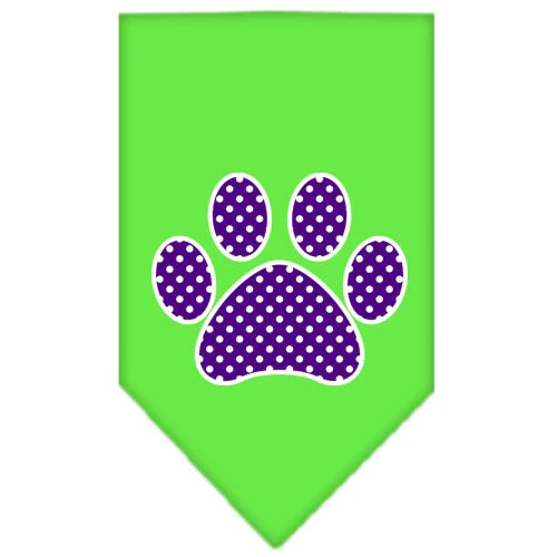 Pet and Dog Bandana Screen Printed, "Purple Swiss Dot Paw" - Image 6