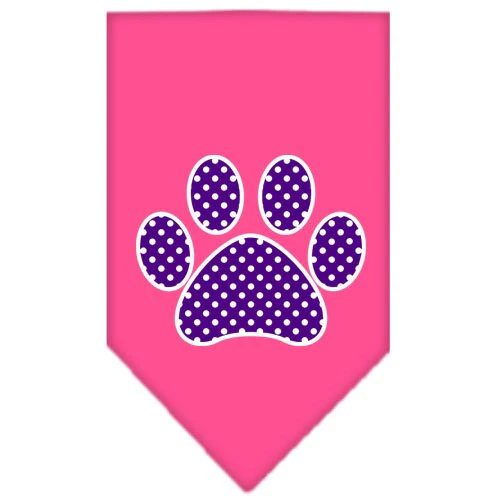 Pet and Dog Bandana Screen Printed, "Purple Swiss Dot Paw" - Image 7
