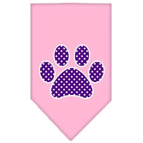 Pet and Dog Bandana Screen Printed, "Purple Swiss Dot Paw" - Image 8