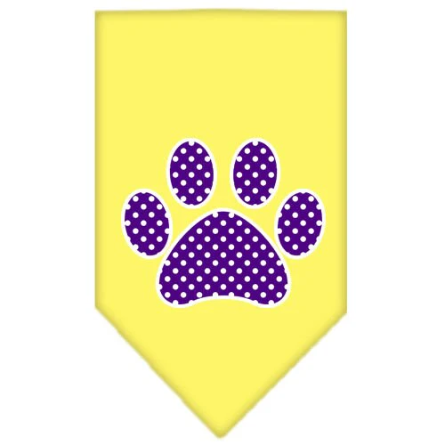 Pet and Dog Bandana Screen Printed, "Purple Swiss Dot Paw" - Image 9