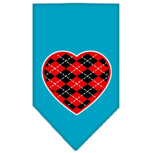 Pet and Dog Bandana Screen Printed, "Red Argyle Heart" - Image 10