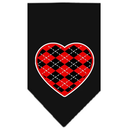 Pet and Dog Bandana Screen Printed, "Red Argyle Heart" - Image 2