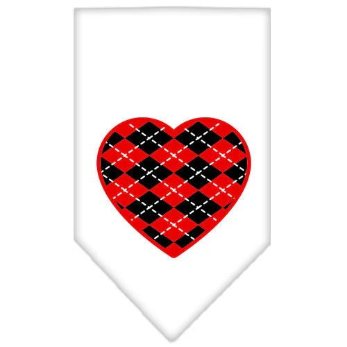Pet and Dog Bandana Screen Printed, "Red Argyle Heart" - Image 3