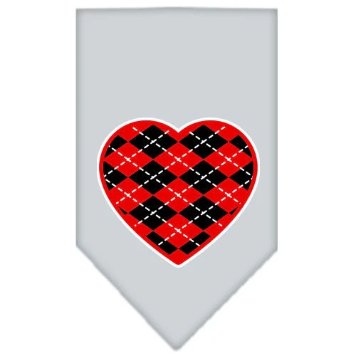 Pet and Dog Bandana Screen Printed, "Red Argyle Heart" - Image 5
