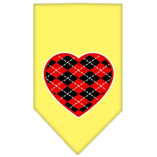 Pet and Dog Bandana Screen Printed, "Red Argyle Heart" - Image 7