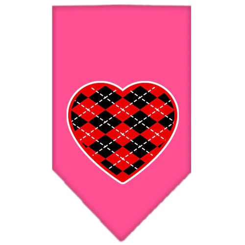 Pet and Dog Bandana Screen Printed, "Red Argyle Heart" - Image 8