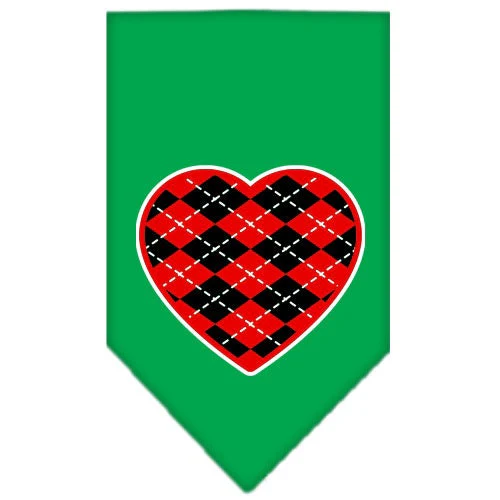 Pet and Dog Bandana Screen Printed, "Red Argyle Heart" - Image 9