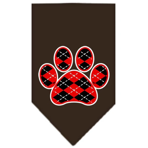 Pet and Dog Bandana Screen Printed, "Red Argyle Paw" - Image 10