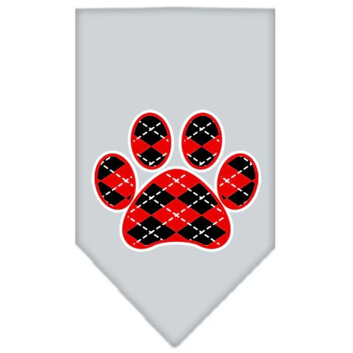 Pet and Dog Bandana Screen Printed, "Red Argyle Paw" - Image 3