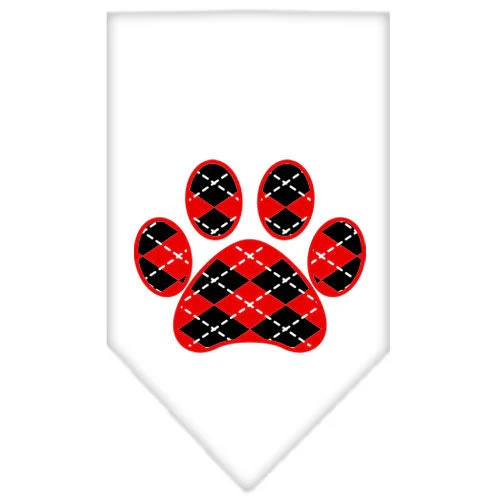 Pet and Dog Bandana Screen Printed, "Red Argyle Paw" - Image 4